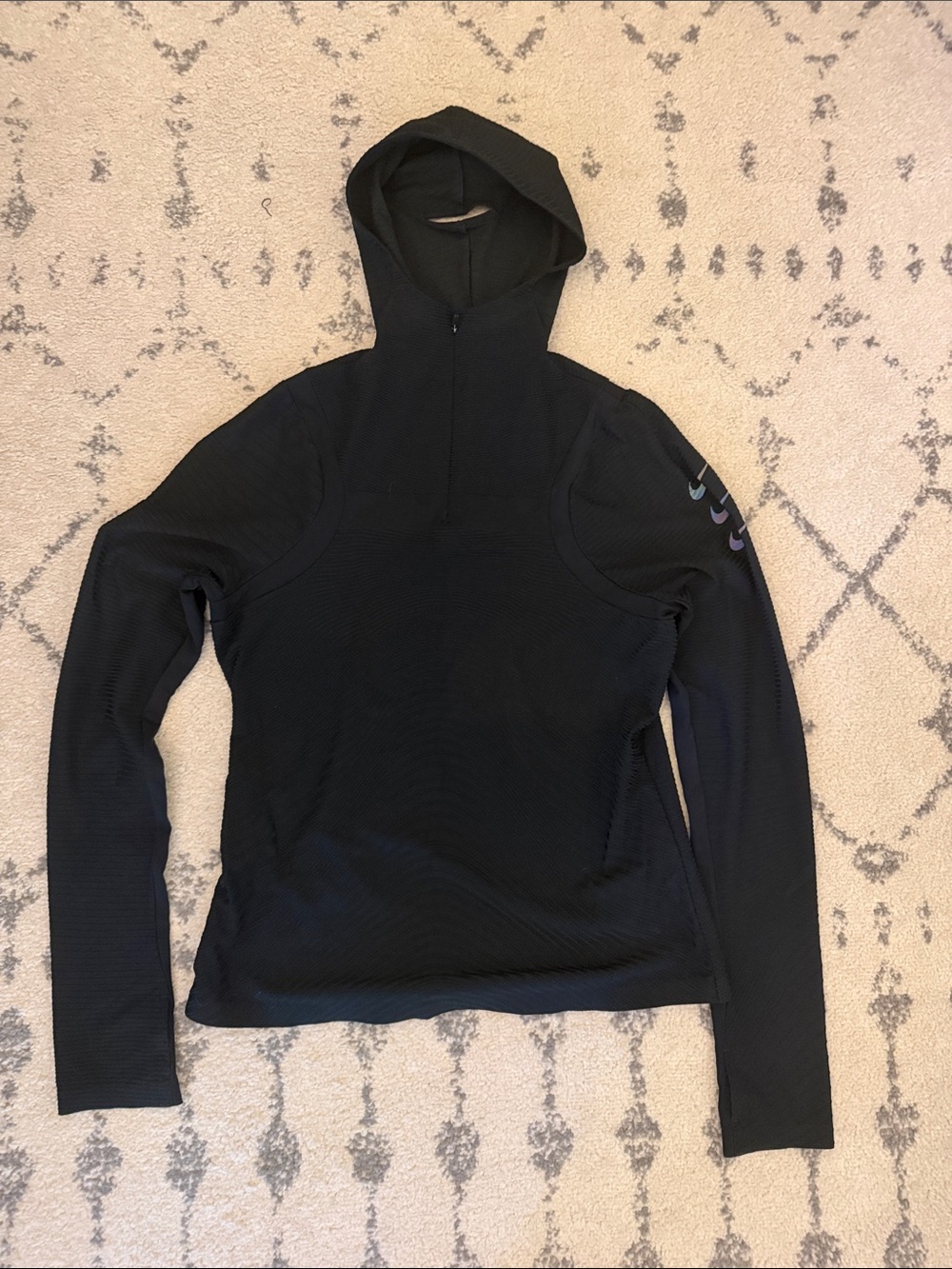 Nike Black Half-Zip Hooded Pullover with Subtle Swoosh Detail